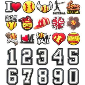 Football Baseball Softball Basketball Soccer Shoe Charms for Clogs,Cute Sports and Number Accessories Pins for Decoration Boys Girls Kids Party Favors Gift