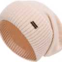 jaxmonoy Slouchy Beanies for Women Winter Lightweight Ladies Knit Hat Cuffed Soft Warm Slouch Beanie Cap - Brown (Beige)