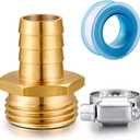 Solid Brass Garden Hose Repair kit Connector with Clamps 5/8" Barb x 3/4" Male,Fit for Garden Hose Fitting,Male and Female Hose Fittings