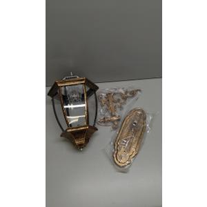 Solar Wall Lamp with Light Sensor, Waterproof Outdoor Led Hexagonal Light Fixture for Garage, Front Porch, Fence, Yard, Bronze