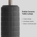 PoKat 23" Matte-Textured Ceramic Table Lamps Set of 2 for Bedroom, Stone-Like Modern Bedside Lamps for Night Stands, Farmhouse Nightstand Table Lamps Decor for Living Room End Table Black