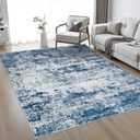 5x7 Area Rug Living Room Rug: Washable Modern Abstract Soft Thin Rug Indoor Floor No Slip Stain Resistant Carpet for Bedroom Dining Room Farmhouse Nursery Home Office - Blue
