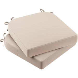 AAAAAcessories Outdoor Seat Cushions for Chairs, Waterproof, Fade-Resistant Patio Furniture Replacement Cushions, 17" x 16" x 2", Set of 2, Beige