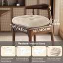 Indoor Dining Chair Cushions Set of 2 Kitchen Chair Pads with Ties Tufted Seat Cushion with Anti-Slip Backing 17"X16"X3" Cream