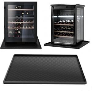 Mini Fridge Silicone Mat 19.7"x19.7"x0.4", Silicone Mat for Mini Fridge Non-Slip Drip Pan, Appliance Protector for Refrigerators, Washers, Dryers, Fridge Mats (Black)