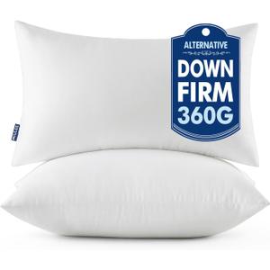 MIULEE Throw Pillows Inserts, Pack of 2 12x20 Inch 100% Virgin Fiber Filling Bed Couch Pillows