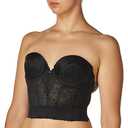Carnival Women's Low Plunge Backless Tuxedo Lace Longline Bra, Black, 32D