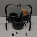 Rdogeia Halloween Decorations - Set of 3 Witches Cauldron Candy Serving Bowls on Rack, Black Plastic Cauldron with Skeletons for Indoor/Outdoor Home/Kitchen Decoration