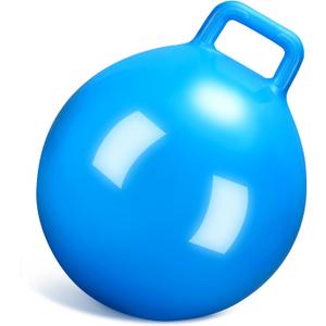 Gemscream Kids Bouncy Hopper Ball with Handle Jumping Hopping Exercise Balls for Toddlers Boys Girls Indoor Outdoors Sports School Games Exercise Gifts(29 Inch,Blue)