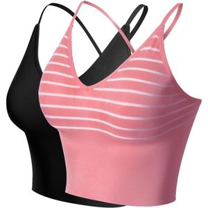 Design by Olivia Women's Longline Sports Bra Padded Workout Yoga Tank Top Gym Running Fitness Crop Top Shirt (S)