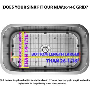 Sink Protector Grid 26-1/16" x 14-1/16", Centered Drain with Corner Radius 3-1/2", 304 Stainless Steel Material (Centered Drain) for Single Bowl Kitchen Sink