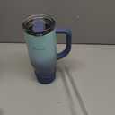 Renoj Tumbler with Handle 100% Leak Proof Insulated Water Bottle for Iced Coffee & Hot Drinks - Fits Car Cup Holder, Ideal Gift, 2 Straws & Silicone Boot BPA-Free - SnapShift Blue Gradient 32 oz