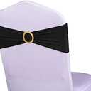 WENSINL Pack of 50 Spandex Black Chair Sashes with Gold Buckles, Stretch Chairs Sashes for Wedding Party Baby Shower Ceremony Event Decorations Chair Bands Bows (Black Sashes, Gold Buckles)