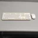 MOFII Wireless Keyboard and Mouse Combo, Milk White 2.4G Full Size Keyboard, Round Key Typewriter Keyboards and Cute Mice with 2 in 1 USB Dongle, for PC Laptop Chromebook Smart TV