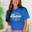 Autism Awareness Shirt for Women: in April We Wear Blue Shirts Mental Health Tee Inspirational Short Sleeve Tee Tops (Blue, XXL)