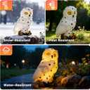 Solar Garden Statue - Outdoor Decor, Yard Decorations for Balcony, Backyard, Lawn Ornament - Unique Birthday & House Warming Gift for Women, Mom, Grandma - Cloud White Owl Figurine