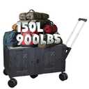 Sfozstra Collapsible Wagon Cart with Wheels Foldable, Large Capacity Multifunctional Wagon with Camping Table, with All Terrain Wheels for Outdoor Beach Sports Fishing Camping,150L (Black, M)