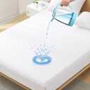Full Size Waterproof Mattress Protector - Noiseless, Breathable, Machine Washable Fitted Mattress Cover with Deep Pocket up to 5-21White