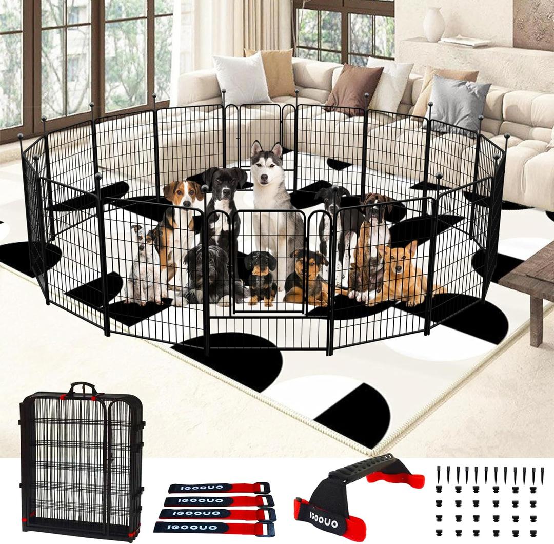 Dog Playpen Outdoor for Medium/Large Dogs 36'' High, Heavy Duty Dog Playpen with Rustproof and Sturdy Stakes, 3ft Dog Fence for RV Camping(12 Panels)