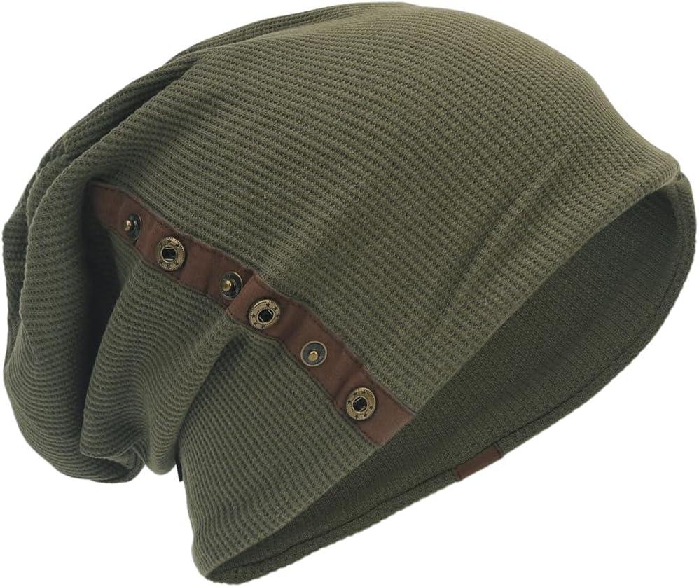 Winter Slouchy Knit Beanie Hat - Warm & Soft Cold Weather Funky Skull Cap (Green)