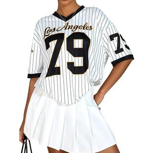 Mens Y2K Oversized V Neck Jersey Baggy Graphic T Shirt Vintage Streetwear Summer Tees Casual Loose Top Size L