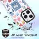 3 x for iPhone 14 Pro Case, Vintage Coastal Collage Pattern with Shells & Teacups, Military-Grade Drop Protection, Glossy Elegant Soft Slim TPU Protective & Camera Protection for Girls (SunflowerCut)