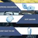 2 x Car Sunglass Holder Compatible with Tesla Cybertruck 2025 2024 Cyberbeast Interior Accessories Organizer Leather Eyeglass Hanger Visor Ticket Card Clip Cyber Truck Decor Sunglasses Holders (Blue)