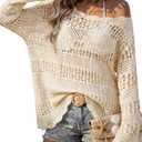 Vivilli Swimsuit Cover Up for Women Summer Crochet Beach Cover Up Off The Shoulder Knit Tops Vacation Outfits 2026 (Beige, M)