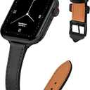 JR.DM Slim Leather Bands Compatible with Apple Watch Band 38mm 40mm 41mm 42mm 44mm 45mm 46mm 49mm, Genuine Leather Band with Charms, Feminine Design for Iwatch Ultra SE Series 11 10 9 8 7 6 5 4 3 2 1