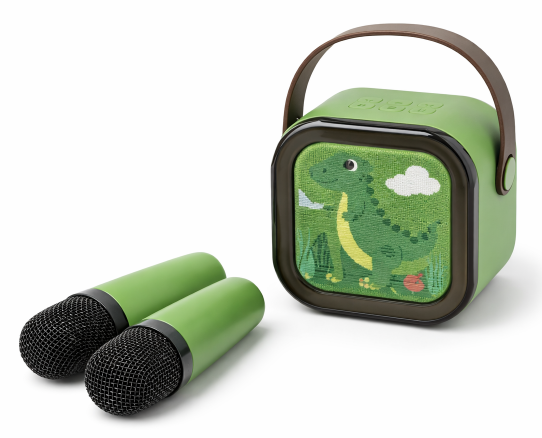 Mini Karaoke Machine for Kids, Portable Bluetooth Speaker with Wireless Microphones 2，Kids Music Player Toys for Girls and Boys,3,4, 5, 6, 7, 8+ Years Old, Teens Birthday (Green-Dinosaur)