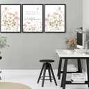 3Pcs Watercolor Flowers Nursery Wall Art Florals Botanical Sentence Picture Wall Decor Pink Wildflowers Poster Print Artwork for Girl Nursery Office Bedroom Livingroom Inspirational Wall Decoration
