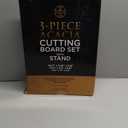 Pre-Oiled, Non Toxic 3-Piece Acacia Cutting Board Set with Stand, FSC Certified Wooden Chopping Boards with Juice Grooves for Meat. 3 Size Wood Carving Boards for Home & BBQ Kitchens by Deer & Oak