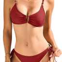 RIHOAS Sexy String Bikini Sets for Women Two Piece Bathing Suit Cheeky U-Wire Top and Mid Rise Bottom Bikini Swimsuits (Red, XS)