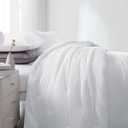 HOMBYS 3 Piece Seersucker Oversized King 120x120, Breathable White Soft Lightweight Bedding Comforter Sets with Comforter for All Season