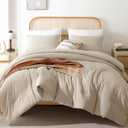 ROSGONIA California King Comforter Set Light Khaki, 3pcs (1 Boho Cal King Comforter & 2 Pillowcases) All Season Lightweight Bedspread Bedding Blanket