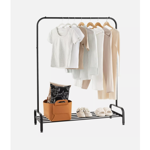 Industrial Metal Garment Rack Heavy Duty Floor Cloth Rack w/ Shoe Storage Shelf Size:
119 x 44 x 10cm