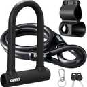 Corki Bike Lock Heavy Duty Anti Theft U Lock with 5ft Security Cable and Keys 17mm Schackle Electric Scooter Lock, Bicycle Lock with Mounting Bracket for Ebike Motorcycle -Black