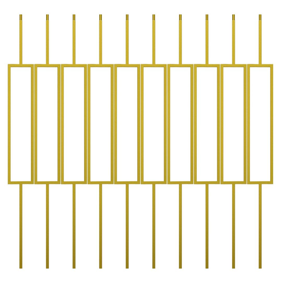 Glossy Gold Rectangle Wrought Iron Stair Balusters for Interior, 1/2" X 44" Square Metal Spindles for Stairs, Upgrade and Decorate Stairs (10)