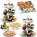 6 Pcs Acrylic Cake Stands Set Include Display Risers Cupcake Tower and Clear Round Dessert Trays Cake Table Holder for Wedding Baby Shower Decoration (Vivid Style)