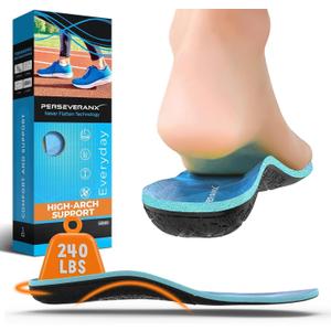 NASA Grade Plantar Fasciitis Insoles  High Arch Support Insoles Men Women - Shoe Insoles for Plantar Fasciitis Relief - Absorb Shock & Relieve Flat Foot Pain - Orthotics Inserts for Work & Standing (L (Men 11-12.5/Women 12-13.5))