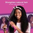 Mini Pink Hot Comb 500 Degree, Dual Voltage Electric Pressing Comb for Black Hair, Portable Ceramic Straightening Comb, Anti-Scald Plug in Hot Comb Straightener for Wigs, 4C Hair & Beard
