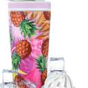 Ice Shaker Insulated Stainless Steel Shaker Bottle | 26oz, Pineapple | Cold for 30+ Hours | Insulated Cup with Twist-on Agitator | Odor-Free Bottle for Protein Shakes, Water, Smoothies, Cocktails