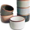 Mora Ceramic Ramekins - 8oz, Set of 6 - Small Oven Safe Baking Dishes/Cups - For Personal Pudding, Creme Brulee, Souffle, Serving Dip, Custard, Ice Cream - Single Mini Bowls - Assorted Neutrals