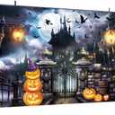 8X6FT Halloween Backdrops for Photography Halloween Backdrop Castle Bat Pumpkin Photography Backdrop for Party Decorations Supplies Photo Background Banner DH-704