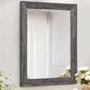 AAZZKANG Wall Mirror with Rectangle Wood Frame Rustic Decorative Hanging Mirrors for Bedroom Bathroom Living Room Home Office Small (16"L x 12"W, Dark Gray)