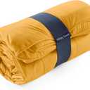 Huzi Infinity Travel - Packable Blanket - Puffy - for Travel Outdoor Picnic Trip Camping Beach - 57 x 38 (Ochre Yellow)