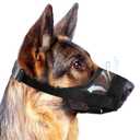 Denwwico Dog Muzzle, Breathable Adjustable Soft Mesh Muzzle for Small Medium Large Dog Mouth Guard, to Prevent Biting, No Bark for Dogs Allow Panting Drinking (Black, L)