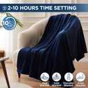 Westinghouse Electric Blanket Heated Throw, Super Cozy Soft Flannel 50"" x 60"" Heated Throw with 6 Fast Heating Levels & 2-10 Auto-Off, Machine Washable, ETL&FCC Certification, Navy Blue