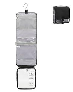 Relavel Travel Toiletry Bag for women with Detachable TSA Approved Toiletry Bag, Compact Hanging toiletry bag with Small Carry On 3-1-1 Clear Waterproof Travel Bags for Toiletries