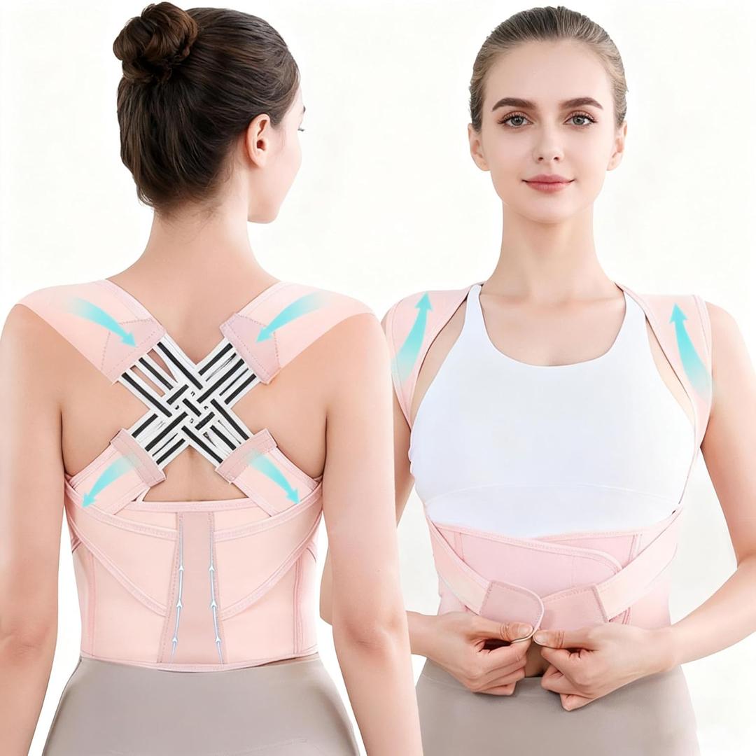 Back Brace Posture Corrector for Women and Men Full Support for Posture Correction & Scoliosis Hunchback Corrector de Postura para Hombre y Mujer Upper Thoracic Back Straightener Pink, Medium (Pink, M)